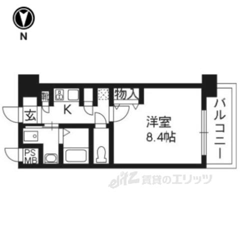 エイペックス京都室町(1K/3階)の間取り写真