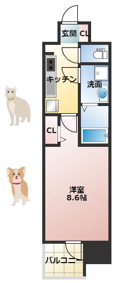 スプランディッド京橋イースト(1K/6階)の間取り写真
