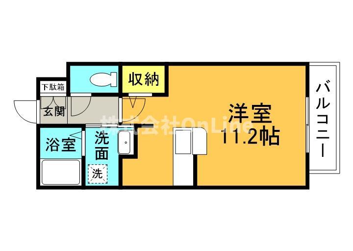 グローフラール(ワンルーム/2階)の間取り写真