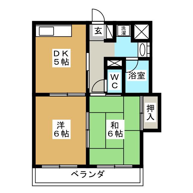 アビタ武蔵野(2DK/4階)の間取り写真