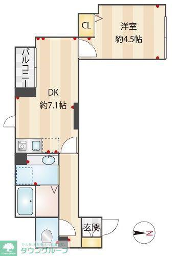 ラルク新宿御苑(1DK/3階)の間取り写真