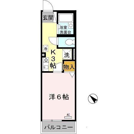 ベルセゾンミキ(1K/2階)の間取り写真