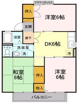 ドミール城西A(3DK/1階)の間取り写真