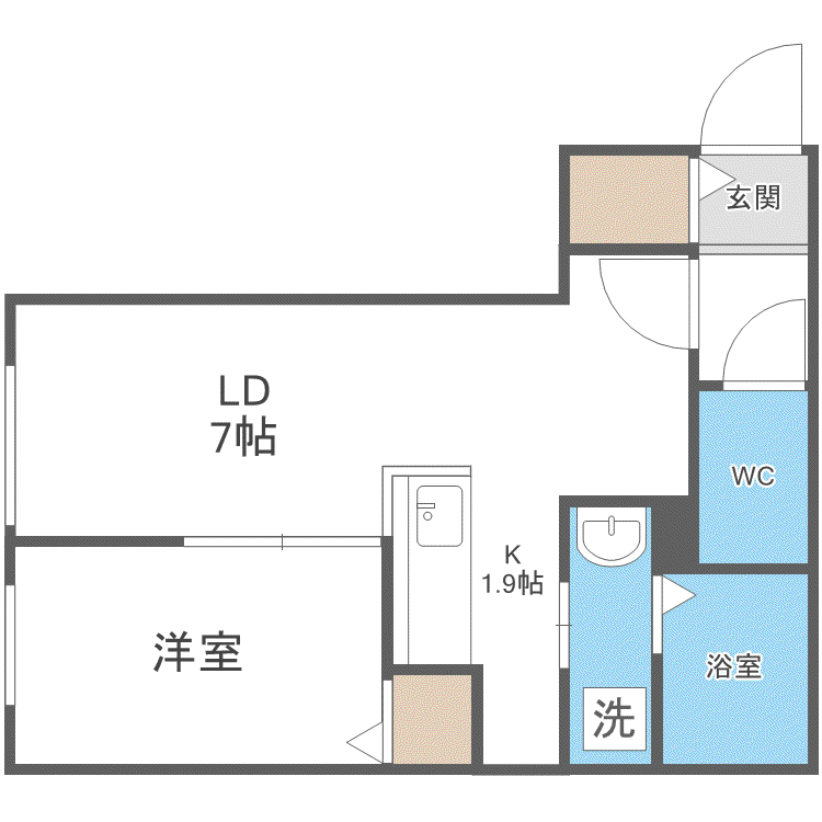 ONE STAGE二十四軒(1LDK/4階)の間取り写真