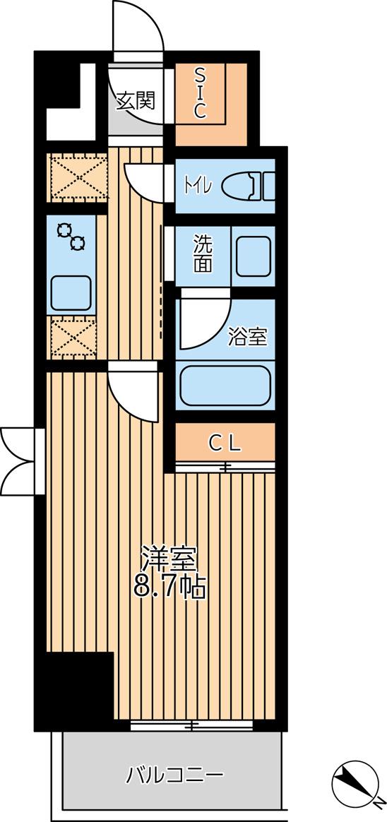 シティラックスヨコハマ(1K/3階)の間取り写真