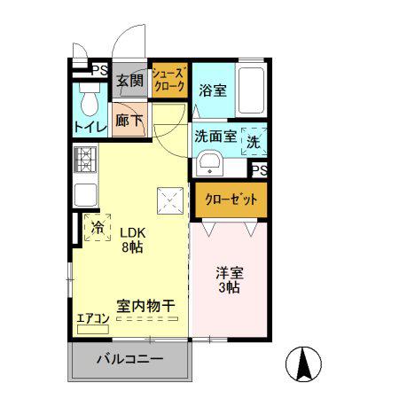 フォンテーヌ(1LDK/1階)の間取り写真