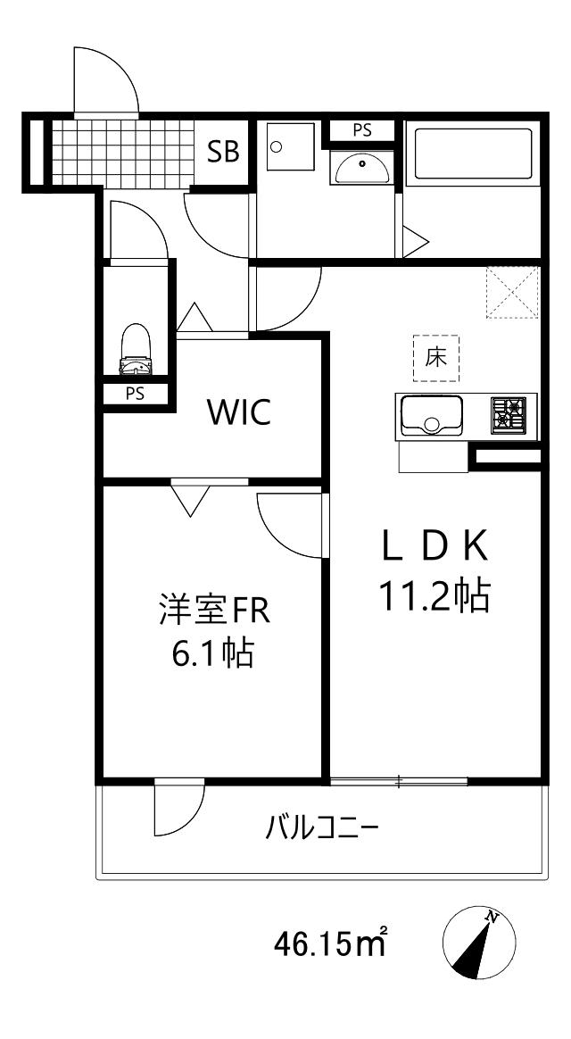 ブリランテ森南町(1LDK/1階)の間取り写真