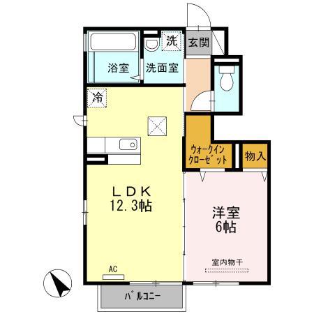 リバティロードS(1LDK/1階)の間取り写真