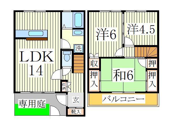 ロイヤルガーデンA棟(3LDK/1階)の間取り写真