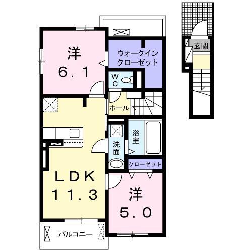 エテルノ・ピース(2LDK/2階)の間取り写真