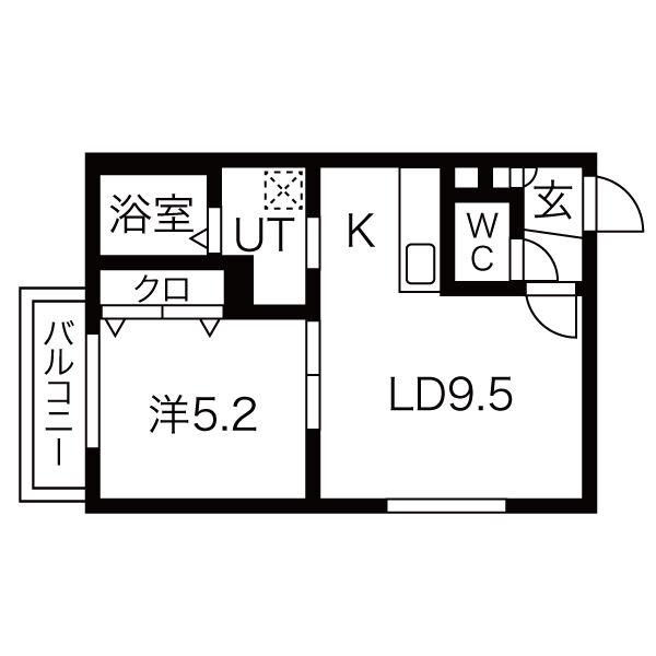 ソレイユ平岸(1LDK/2階)の間取り写真