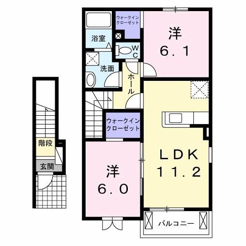 ビューラー(2LDK/2階)の間取り写真