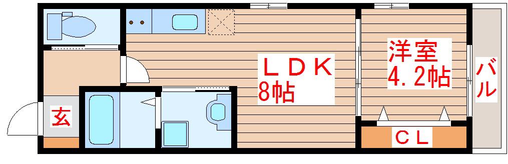 LOND(1LDK/4階)の間取り写真