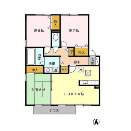 リヴェールタウン赤松(3LDK/1階)の間取り写真