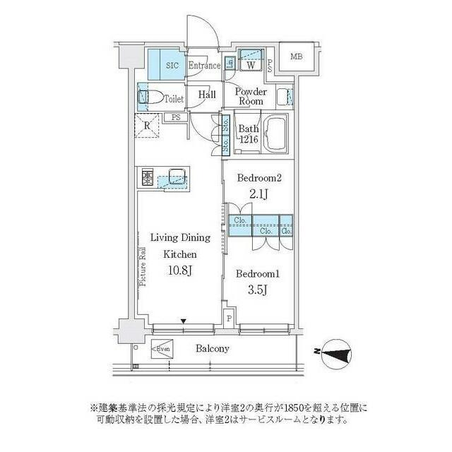 J.GRAN COURT 品川西大井ウエスト 部屋番号514(2LDK/5階)の間取り写真