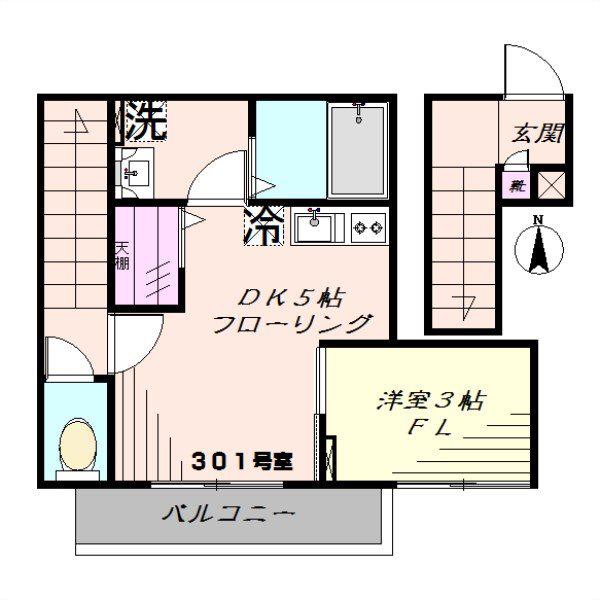 ゼルコバ・グローブ(1DK/3階)の間取り写真