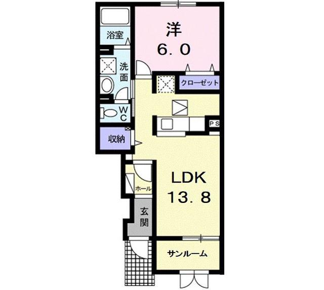 コンフォート(1LDK/1階)の間取り写真