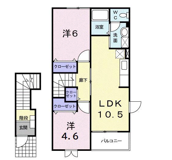 プチ・パステ-ク(2LDK/2階)の間取り写真