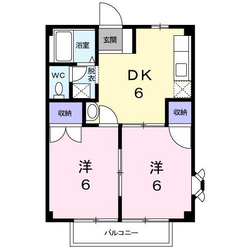 SUNNYコアA(2DK/1階)の間取り写真