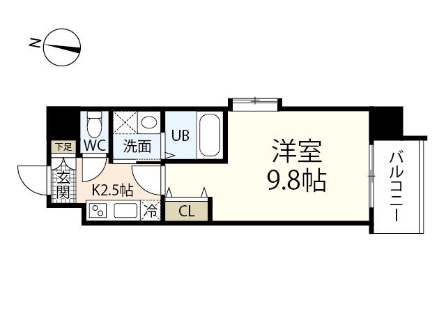 双葉ヒルズ海老園(1K/4階)の間取り写真