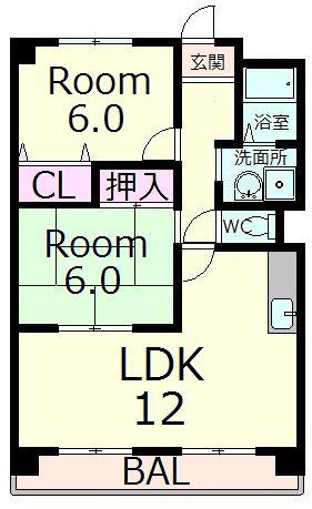 ウイングパレス東陽(2LDK/4階)の間取り写真