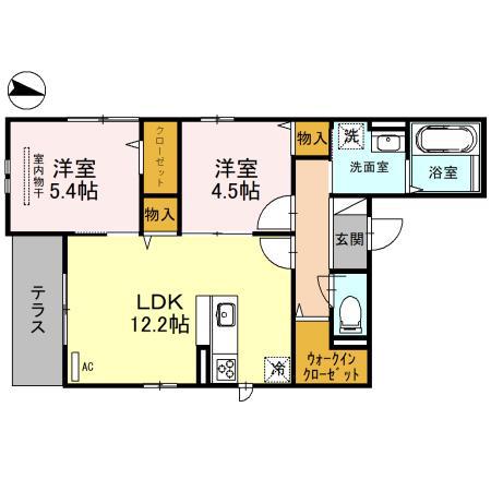 エフォーリア(2LDK/1階)の間取り写真