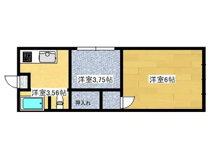 カリフォルニアハイツ201(2K/2階)の間取り写真