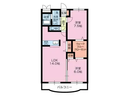 アットスマイルA(2LDK/1階)の間取り写真