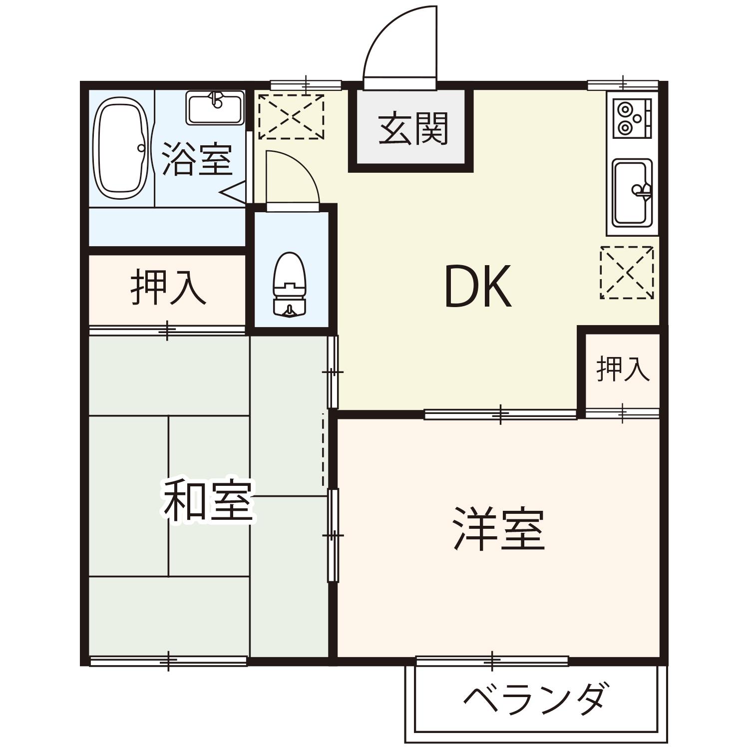 花登ハイツ(2DK/2階)の間取り写真