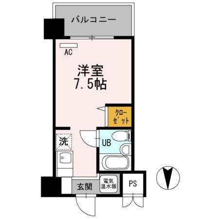 ベルハウス(ワンルーム/4階)の間取り写真