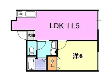 吉岡ハイツ(1LDK/2階)の間取り写真