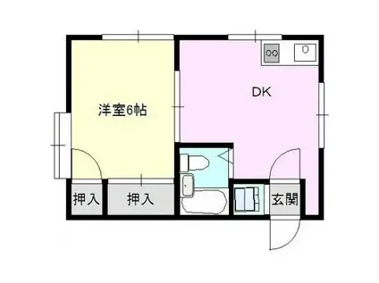 ヒルサイドテラス須佐(1DK/2階)の間取り写真