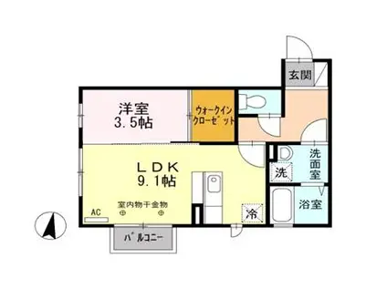 ストークSANNO(1LDK/1階)の間取り写真