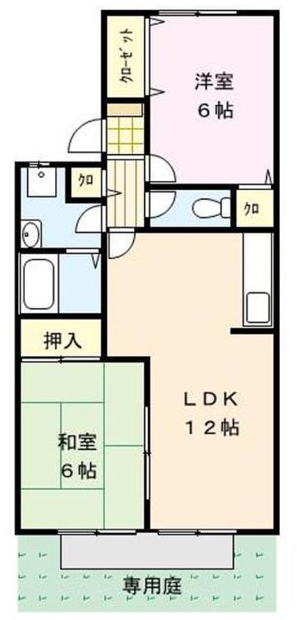 アフローテ山川(2LDK/2階)の間取り写真