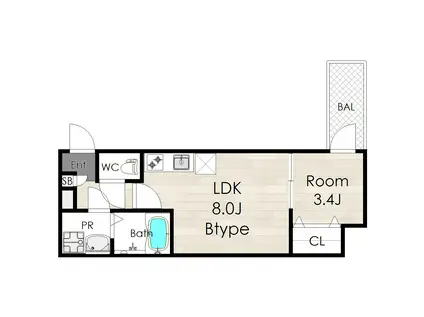AVANTIOHIRANOICHIMACHIIIアバンティオ平野市町II(1LDK/2階)の間取り写真