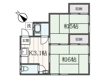 さつき荘(2K/2階)の間取り写真