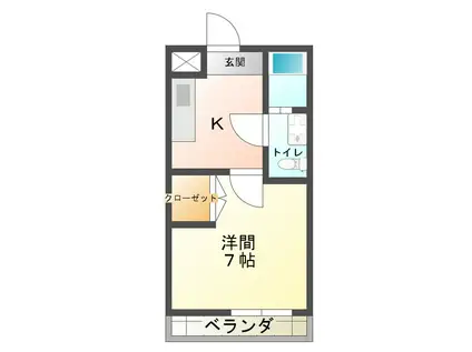 キャロットハウス5番館(1K/1階)の間取り写真