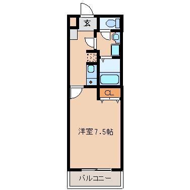 ラ・エトワール(1K/1階)の間取り写真