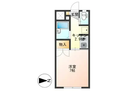 ブリリアント21(1K/1階)の間取り写真