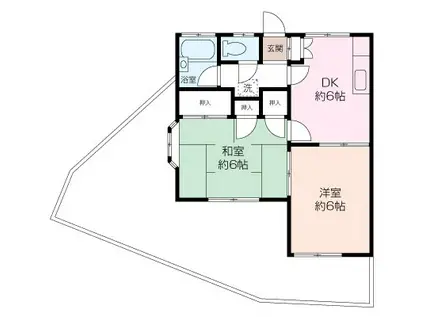スカイハイツ汲沢(2DK/1階)の間取り写真