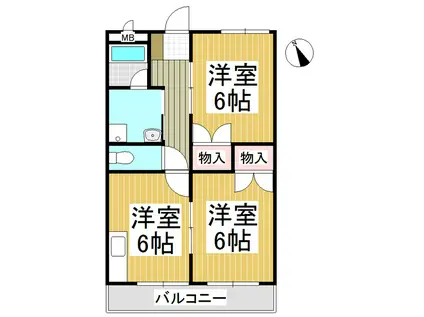 ビューレオパレス(2DK/1階)の間取り写真