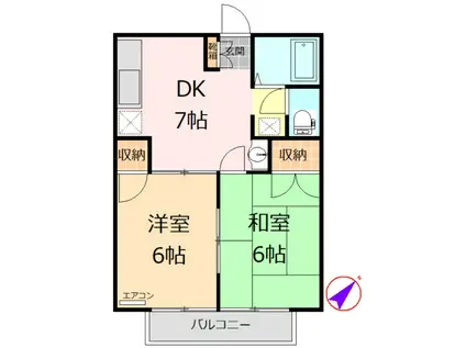 メゾン安里(2DK/2階)の間取り写真