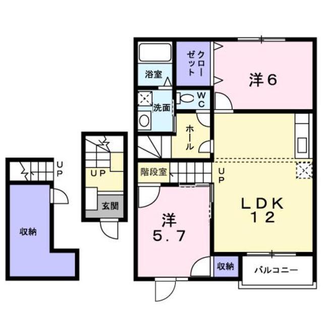 マノワール・ヴェールVI(2LDK/2階)の間取り写真