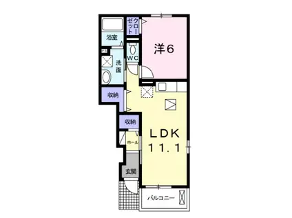 ボニートC(1LDK/1階)の間取り写真