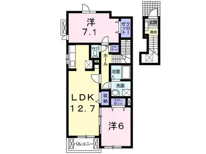 リヴィエール(2LDK/2階)の間取り写真