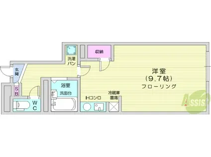 ジュネス(ワンルーム/1階)の間取り写真