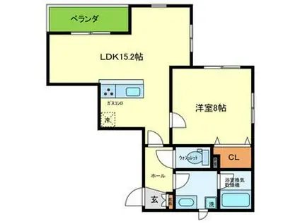 ヴィラ レ ユーフォリア 北野(1LDK/3階)の間取り写真