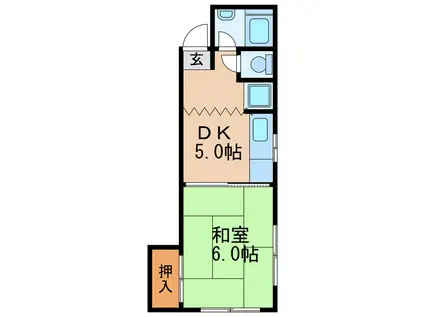 三宝ビル(1DK/2階)の間取り写真