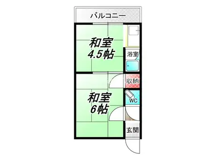 久宝寺マンション(2K/1階)の間取り写真