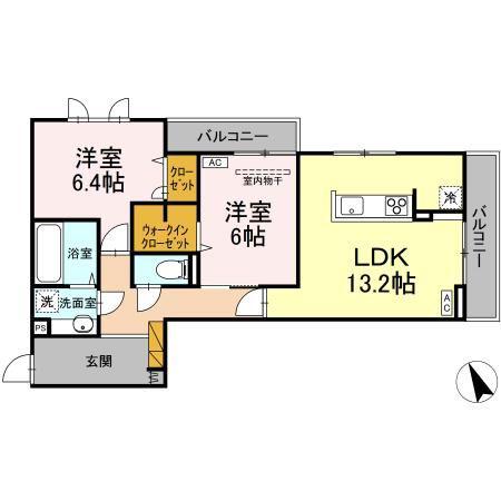 DS LIEN B(2LDK/3階)の間取り写真